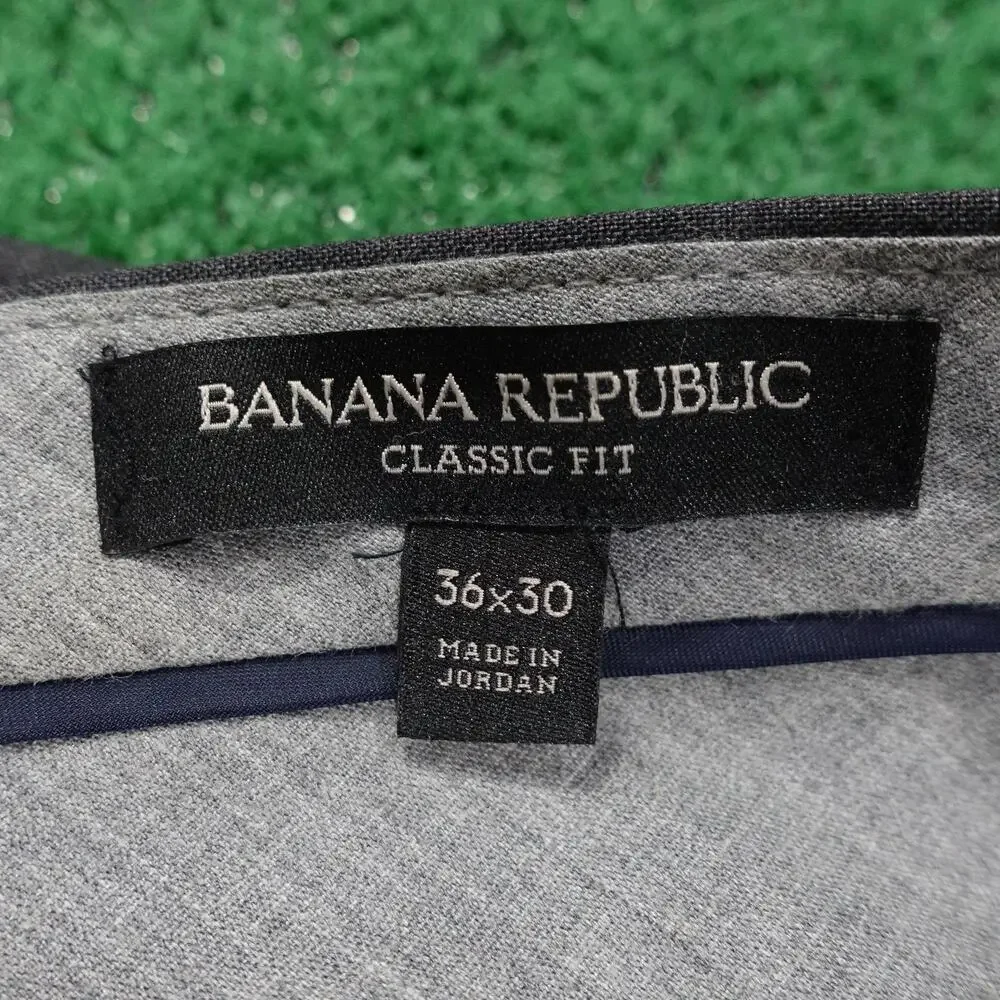 Banana Republic Pants‎ Mens 36x30 Gray Classic Fit Dress Pants Flat Front Wool